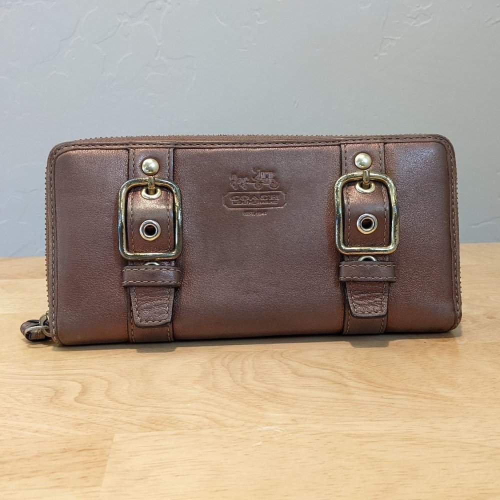 Coach bronze metallic wallet
